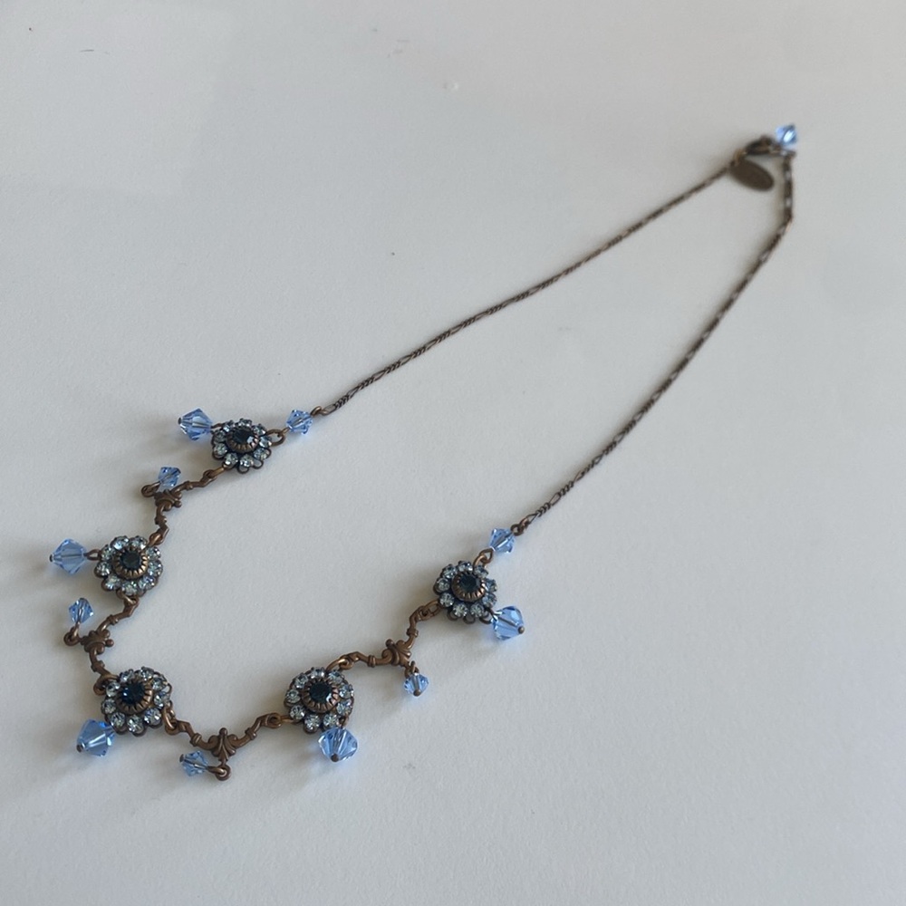 Liz Palacios Blue Crystal Floral Necklace - Picture 8 of 9